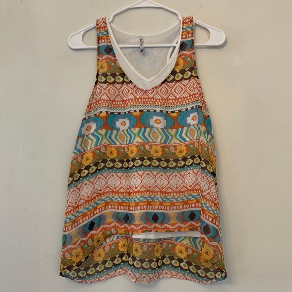 Wallflower Sheer tank top with white tee underlay Size S Length 26” Bust 16”